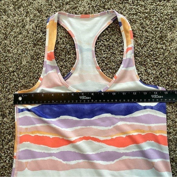 Lululemon Cool Racerback Beacher Stripe White Iris Flower Orange Purple Sz 2/4 - Picture 8 of 11